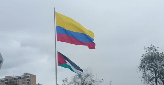Bandera de Palestina en RTVC. / Foto: RTVC.