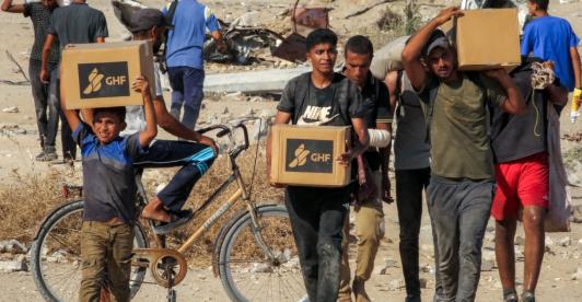 Ayuda humanitaria en Gaza. / Foto: AFP.