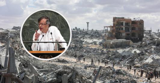 Petro sobre reconstrucción de Gaza. / Fotos: AFP y Presidencia.