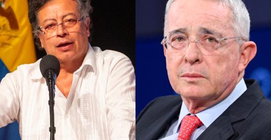 Petro sobre Uribe Vélez. / Fotos: AFP.