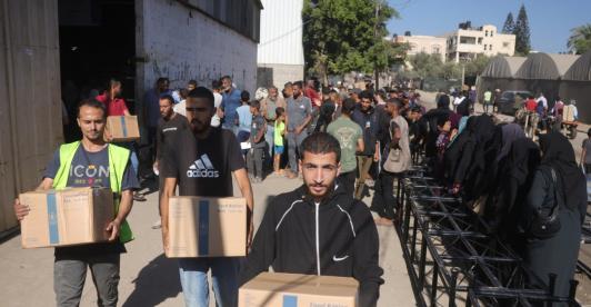 Ayuda humanitaria en Gaza. / Foto: AFP.