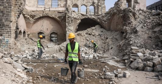 Reconstrucción de Palacio del Pachá en Gaza. / Foto: AFP.