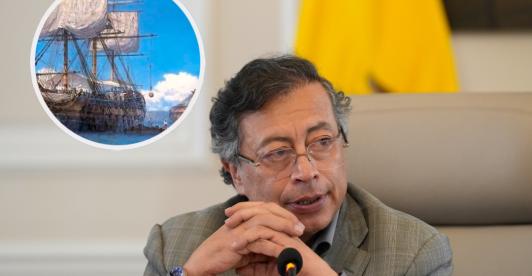 Petro sobre Galeón San José. / Fotos: Presidencia y MinCulturas.