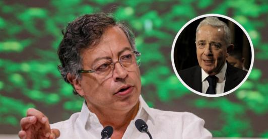 Presidente Petro sobre propuestas de Uribe. / Fotos: Presidencia y AFP. 