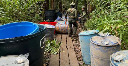 Autoridades destruyeron dos laboratorios y decomisaron 5 toneladas de clorhidrato de cocaína en Nariño 