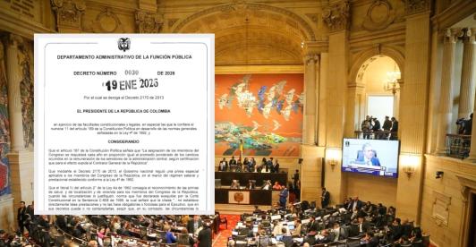 Decreto reduce primas a congresistas. / Foto: Presidencia y AFP.