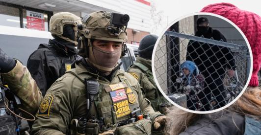 Detienen a niño de 5 años en redada del ICE. / Fotos: AFP y Colegio Columbia Heights. 