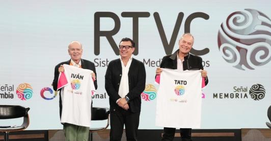 Iván Mejía y Tato Sanint en RTVC. / Foto: Pablo Pulido - RTVC.