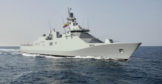 Colombia inicia la construcción de su primera fragata. Foto: render Cotecmar