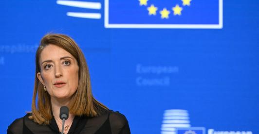 La presidenta del Parlamento Europeo, Roberta Metsola. Foto: AFP.