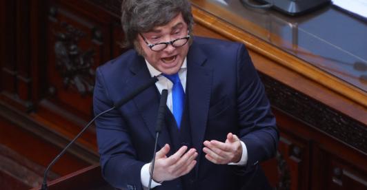 Javier Milei sobre presunto caso de criptomoneda. / Foto: AFP.