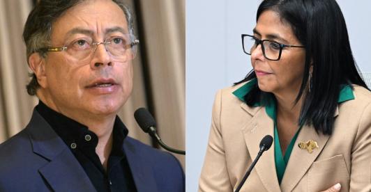 Reunión Petro y Delcy Rodríguez. / Fotos: AFP.