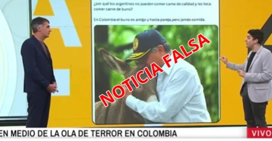 Fake news sobre Petro y la carne de burro. / Foto: Captura de video A24.