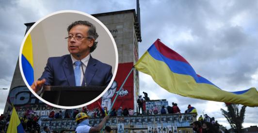 Petro sobre el estallido social. / Fotos: AFP y Presidencia.