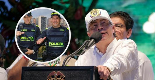 Petro sobre ascenso de más 17.000 patrulleros. / Fotos: Policía Nacional y Presidencia.