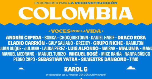 Así será el concierto gratuito para apoyar a las víctimas del terremoto en Colombia