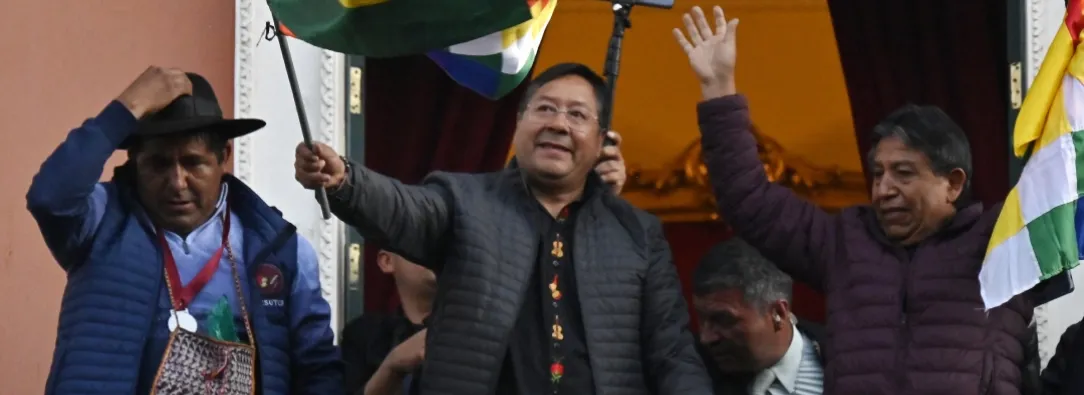 Agradecimiento de Luis Arce a Gustavo Petro. / Foto: AFP.