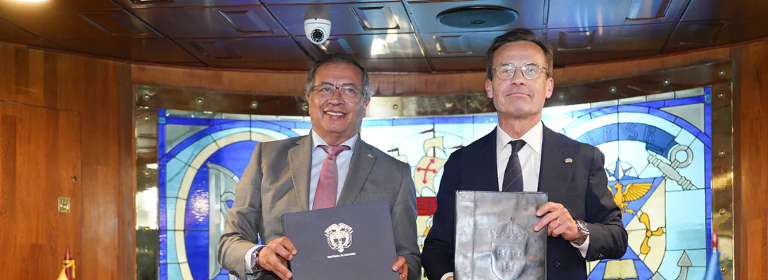 El presidente Gustavo Petro y el primer ministro de Suecia Ulf Kristersson 