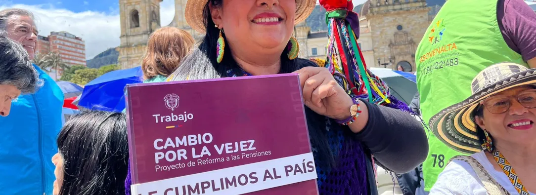 Plaza de Bolívar, Bogotá, el 16 de julio de 2024, durante la sanción de la reforma pensional.