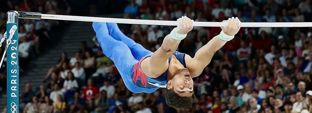 Ángel Barajas realizando la presentación que le valdría la medalla de plata