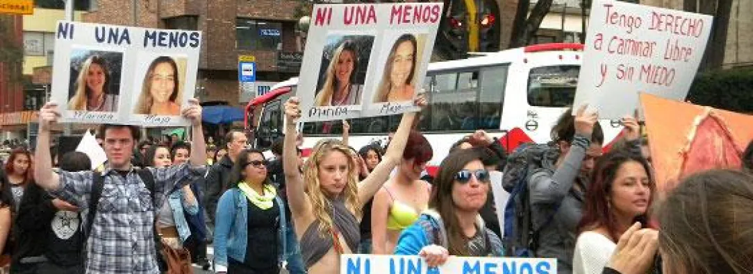 Marcha en contra del feminicidio en Bogotá.