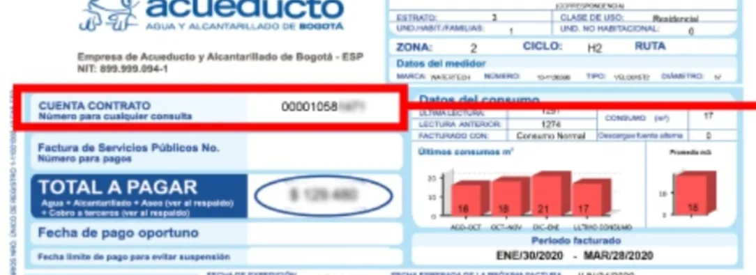 Cobro de sanciones a usuario por consumo de agua. / Foto: Captura de factura de agua.