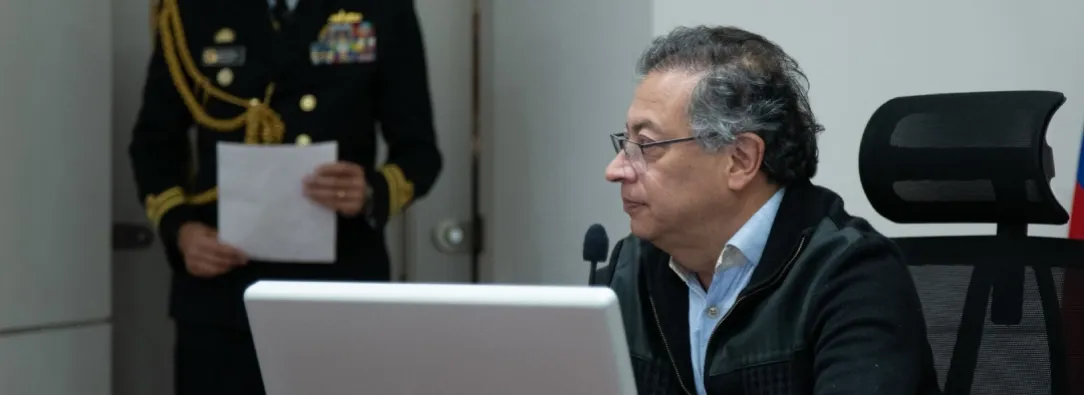 Petro en el PMU de paro de camioneros. / Foto: Presidencia de la República.