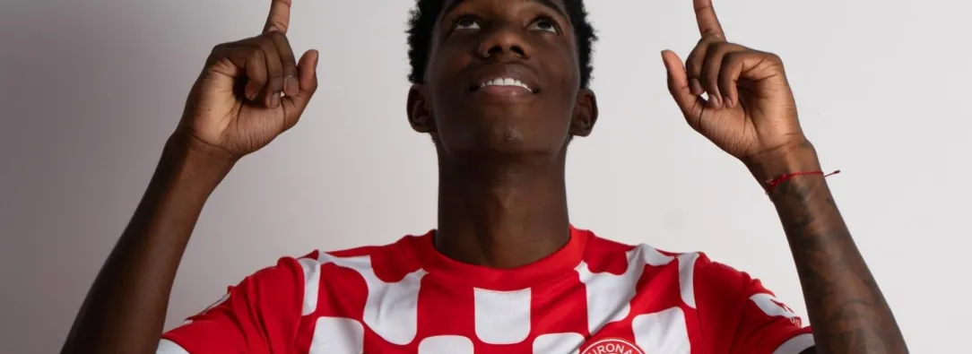 Yáser Asprilla en la jornada de Champions League. / Foto: X Girona.