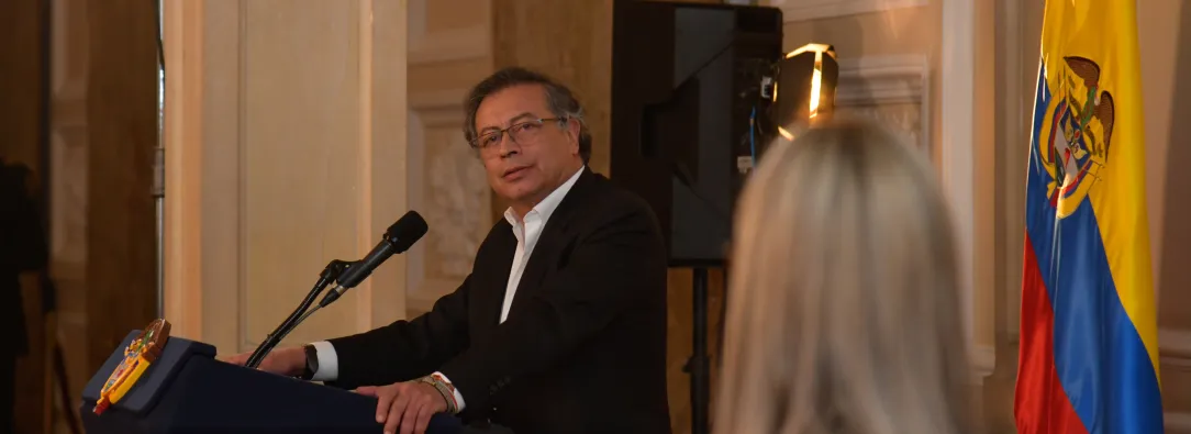 Presidente Petro durante discurso en posesión de la nueva magistrada del Consejo de Estado