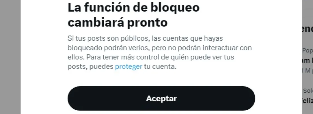 X modifica función de bloqueo