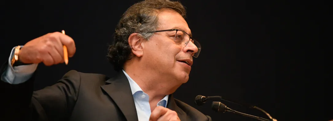 Presidente Petro durante su intervención el conferencia sobre crisis climática en la UNAM, México