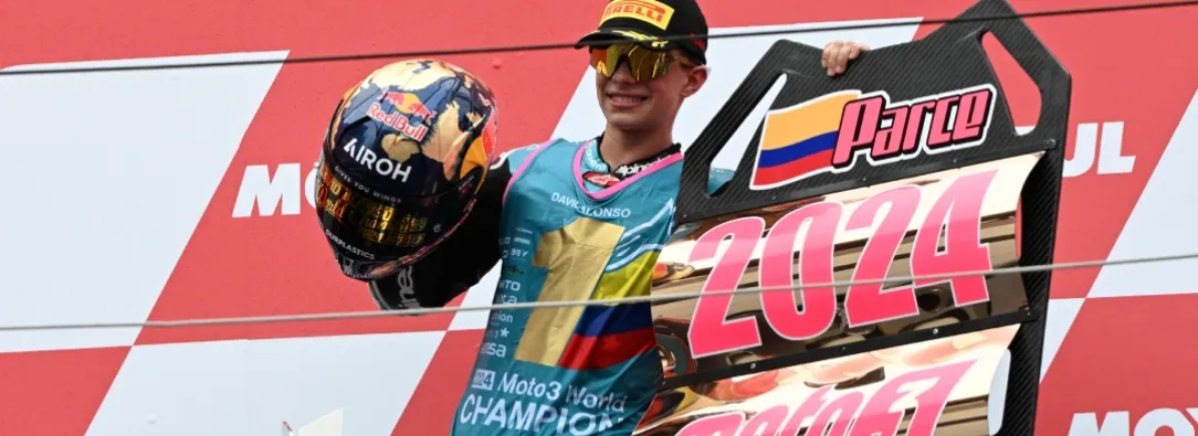 David Alonso es campeón mundial de moto3. / Foto: AFP.