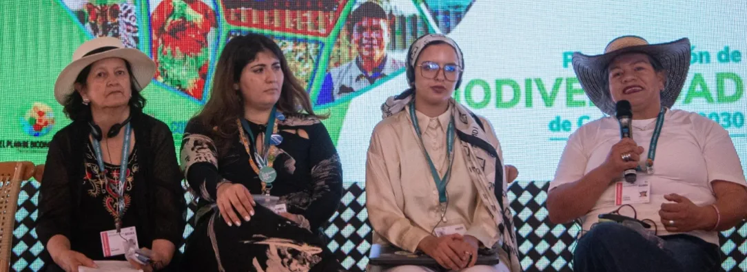 Mujeres rurales en la COP16. / Foto: RTVC.