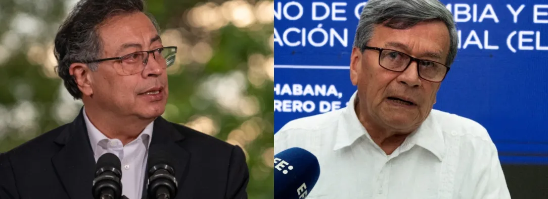 Petro le responde a Pablo Beltrán en diálogos de la paz. / Fotos: Presidencia y AFP.