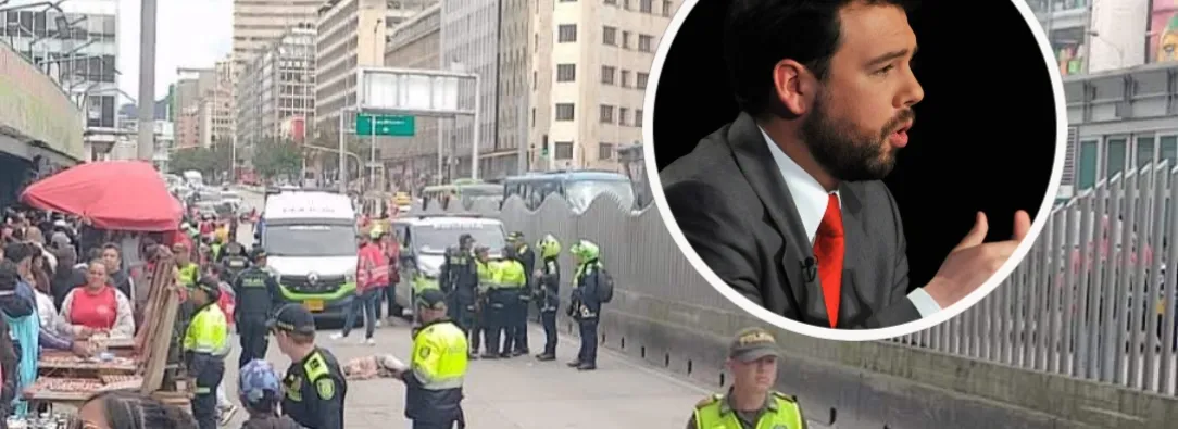 Balacera en San Victorino con reclamos a alcalde Galán. / Fotos: X Pasa en Bogotá y Alcaldía.