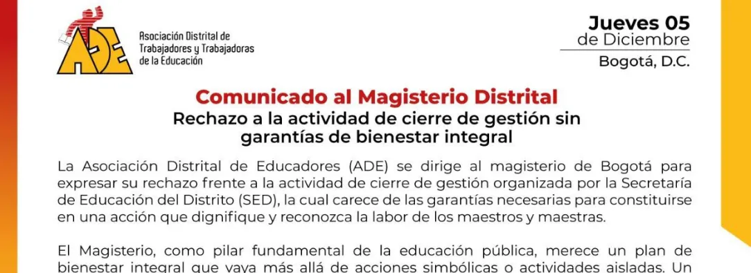 Inconformidad de docentes tras fallido evento de cierre organizado por la Secretaría de Educación de Bogotá