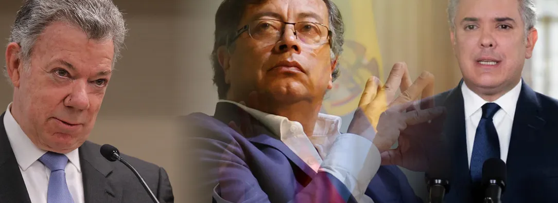 Presidente Gustavo Petro junto a expresidentes Juan Manuel Santos e Iván Duque