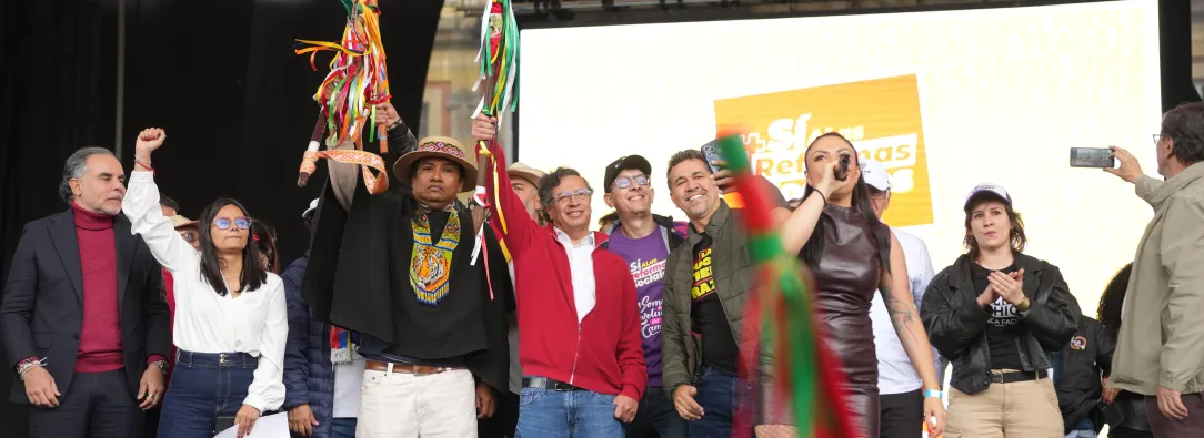 El presidente Petro lideró la manifestación este martes en la Plaza de Bolívar de Bogotá. / Foto: Presidencia de la República.