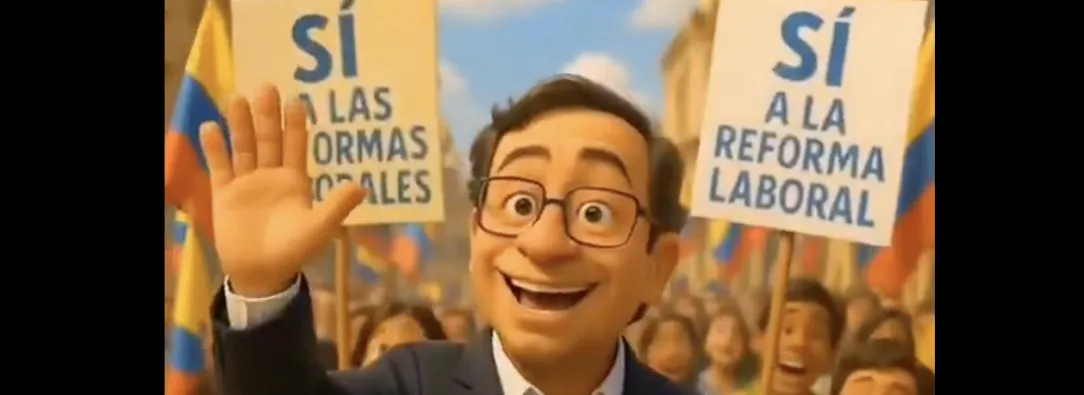 Presidente Gustavo Petro caminando junto al pueblo en video generado por IA