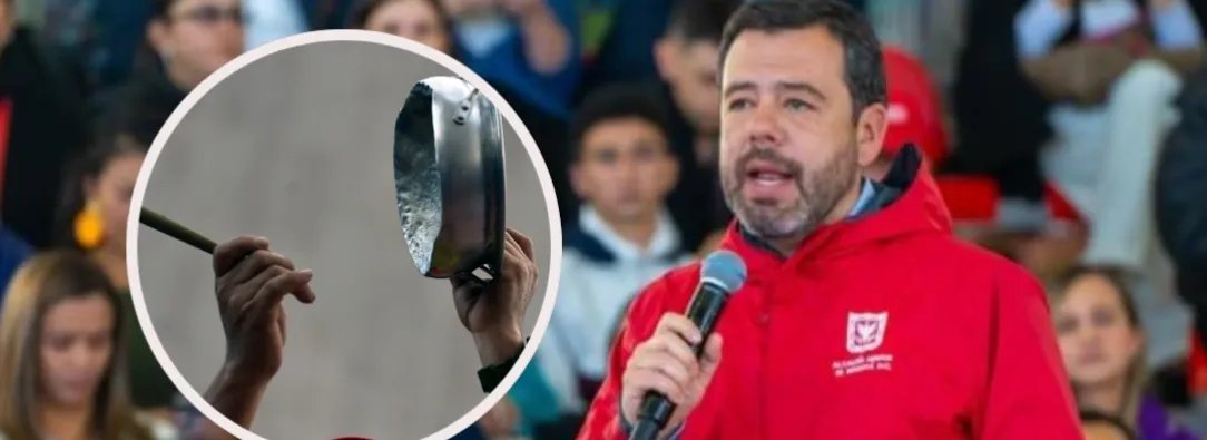 Cacerolazo en contra de Carlos Fernando Galán. / Foto: Alcaldía y AFP.