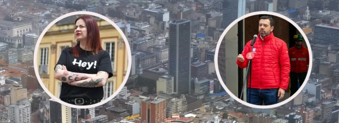 Críticas de Heidy Sánchez a Alcalde Galán. / Fotos: AFP y Alcaldía.