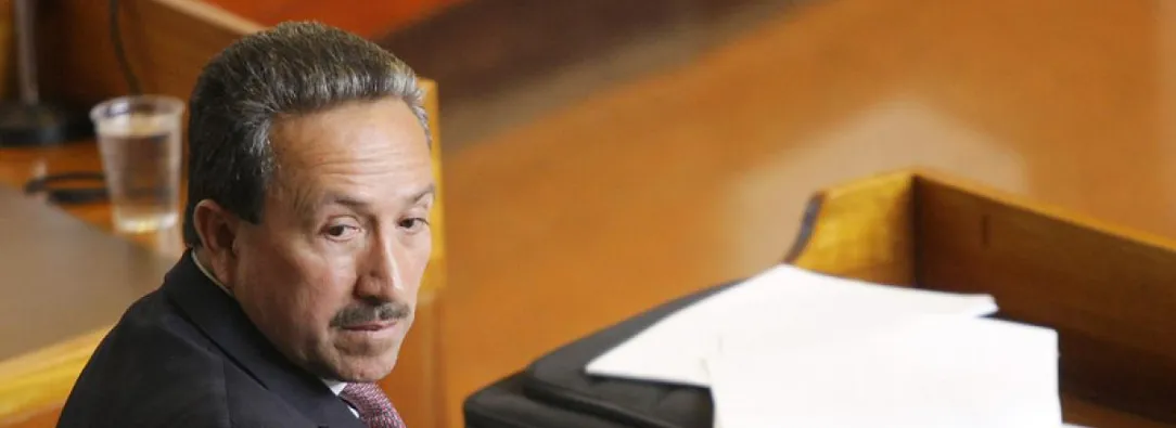 Hugo Aguilar en un estrado judicial.