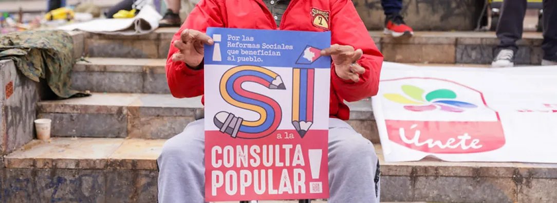 Manifestante a favor de la Consulta Popular.