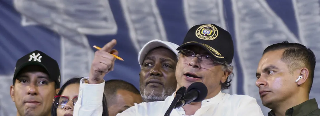 Presidente Gustavo Petro durante su discurso en Cali.