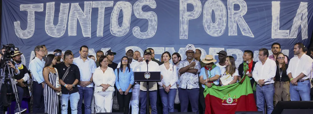 Presidente Gustavo Petro durante su discurso en Cali.