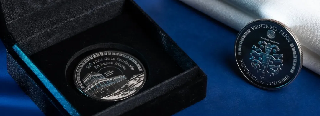 Moneda conmemorativa de 500 años de Santa Marta. / Foto: Banco de la República.