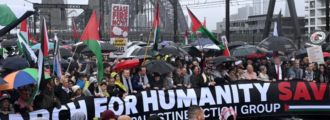 Movilización por Franja de Gaza en Australia. / Foto: AFP.