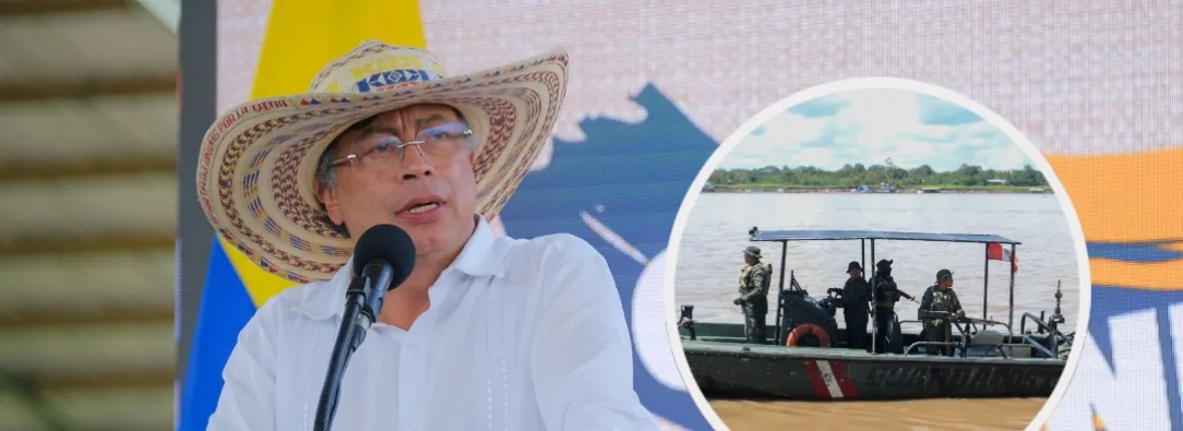 Petro sobre isla Santa Rosa. / Fotos: Presidencia y AFP.