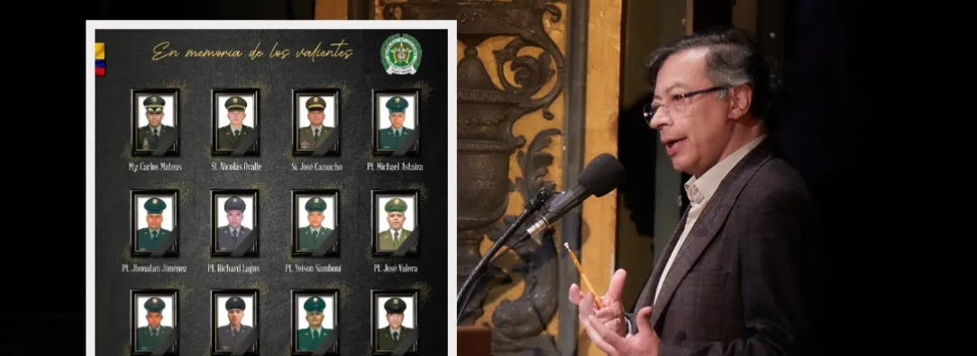 Presidente Petro sobre ataque a policías en Amalfi. / Foto: Policía y Presidencia.