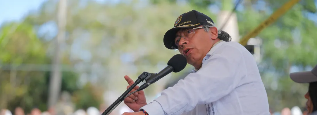 Presidente Petro durante su discurso en Timbó, anunciando el Pacto Territorial Cauca